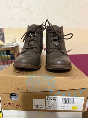 Anyse Grey Lace-Up Ankle Booties
